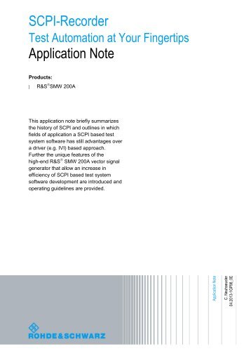 Application Note SCPI Recorder - Rohde & Schwarz Singapore