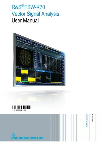R&S FSW K70 VSA User Manual - Rohde & Schwarz