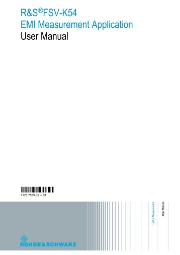 R&SÂ®FSV-K54 User Manual - Rohde & Schwarz