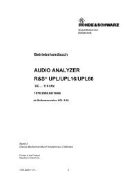 AUDIO ANALYZER R&SÂ® UPL/UPL16/UPL66 - Rohde & Schwarz