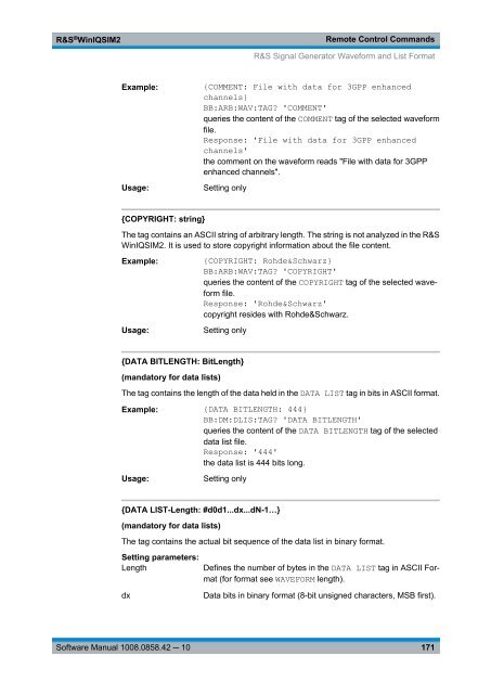 R&S WinIQSIM2 Software Manual - Rohde & Schwarz