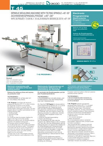 spindle moulding machine with tilting spindle +45Â°-30 ... - Rojek