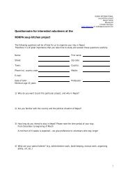 Questionnaire for interested volunteers at the ROKPA soup kitchen ...