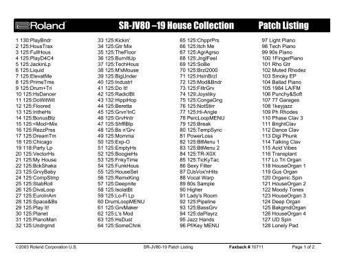 SR-JV80-19 Patch List (PDF) - Roland UK