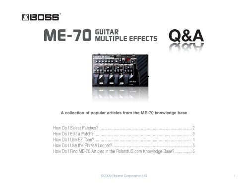 BOSS ME-70 Q&A