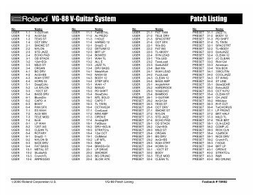 VG-88 Patch Listing - Roland