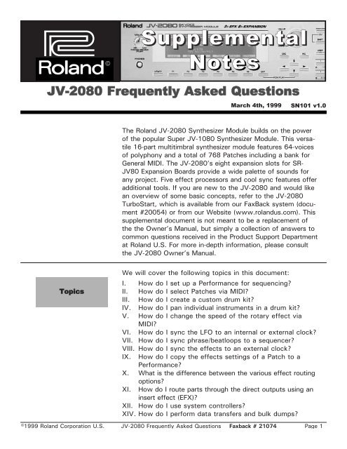 JV-2080 FAQ (PDF) - Roland