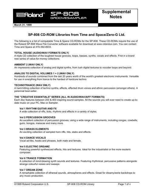 SP-808 CD-ROM Libraries - Roland UK