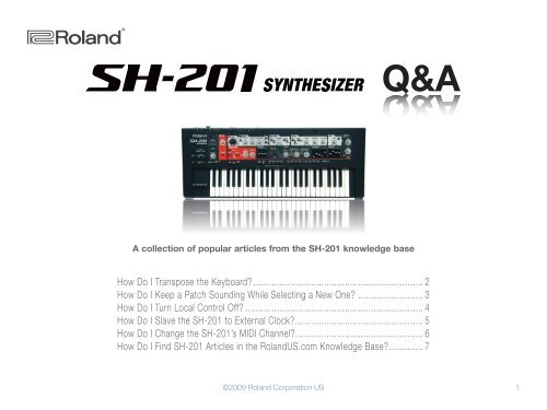 SH-201 Frequently Asked Questions (PDF) - Roland UK