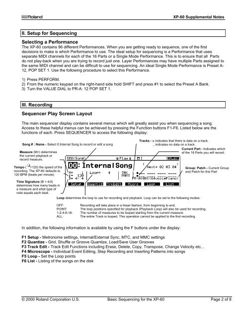 XP-60 Basic Sequencing (PDF) - Roland UK