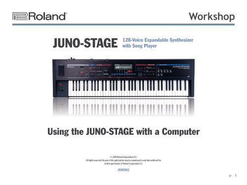 Using the JUNO-STAGE with a Computer - Roland New Zealand