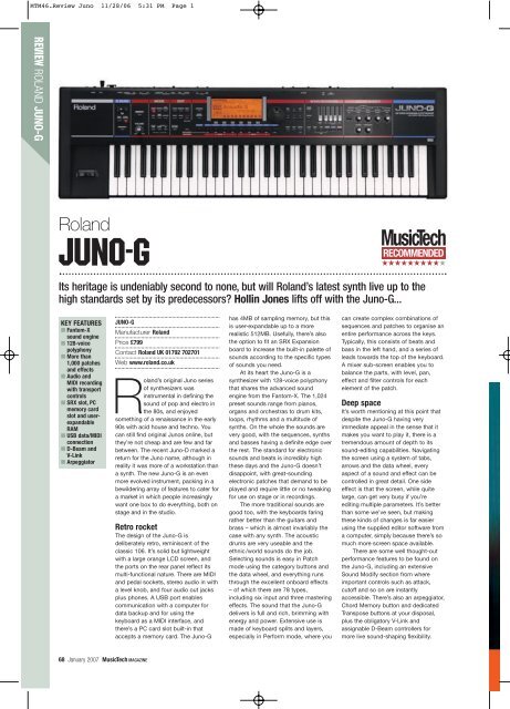 MusicTech review the Juno-G.pdf - Roland UK
