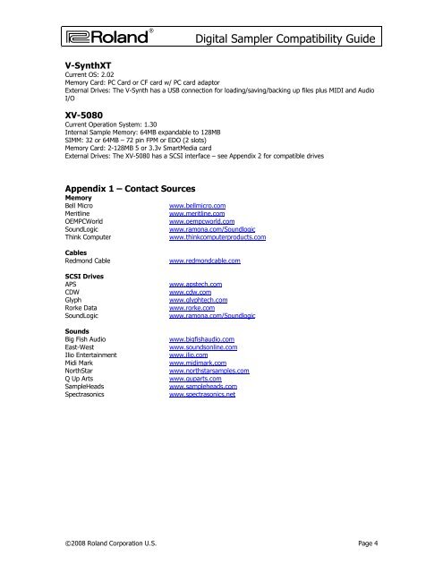 Sampler Compatibility Guide - Roland