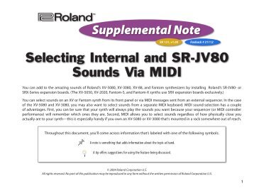 Selecting Internal and SR-JV80 Sounds Via MIDI - Roland