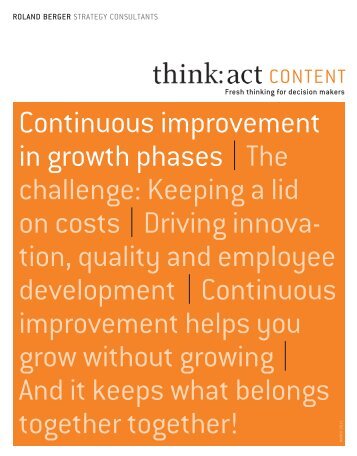 continuous improvement in growth phases |the ... - Roland Berger