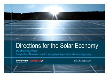 Directions for the Solar Economy - Roland Berger