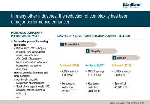 Cost reduction in the European Banking sector - Roland Berger