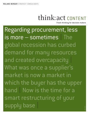Regarding procurement, less is more â sometimes - Roland Berger ...