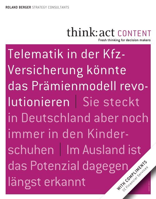 Telematik in der Kfz- Versicherung kÃ¶nnte das ... - Roland Berger