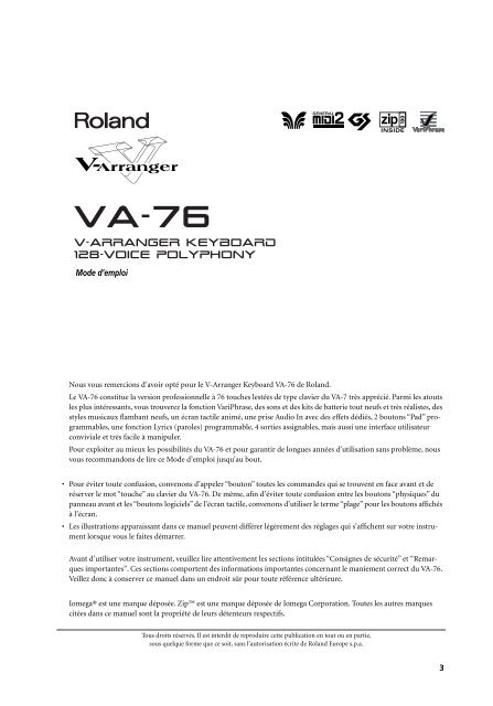 VA-76 â Mode d'emploi - Roland