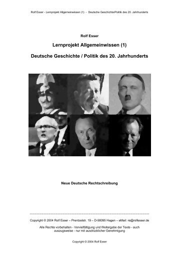 Lernprojekt Allgemeinwissen (1) Deutsche Geschichte ... - Esser, Rolf