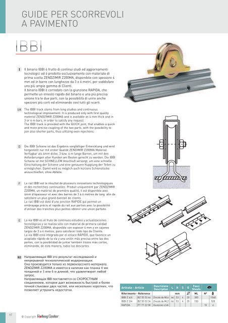 GUIDE PER SCORREVOLI A PAVIMENTO - Rolling Center