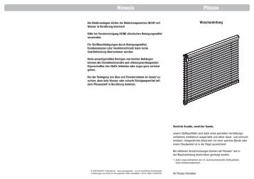 Montage Plissee Waschanleitung - Rollo Rieper