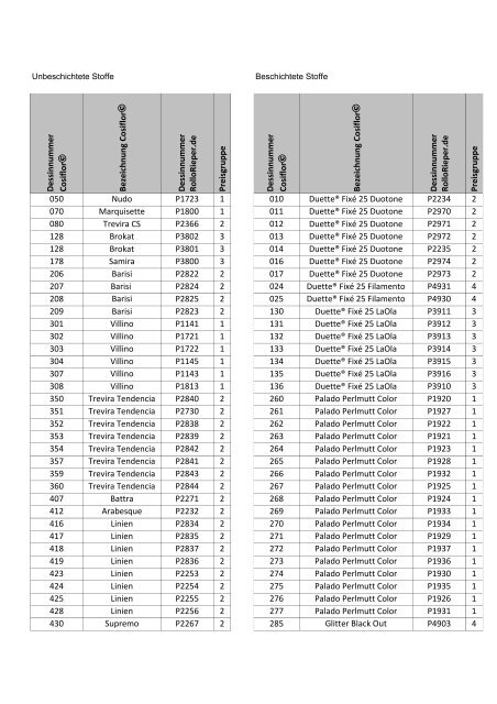 Cosiflor Farbnummern-Ãbersetzer (PDF, 56KB) - Rollo Rieper