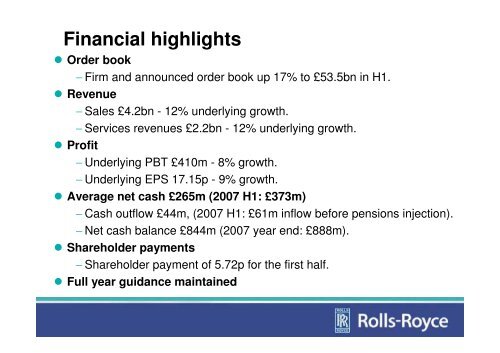 Download the full Results presentation - Rolls-Royce