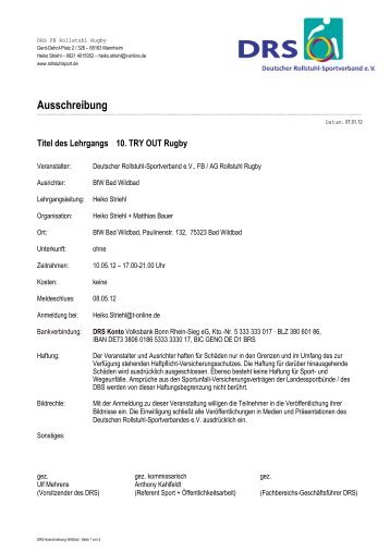 10. Workshop der TRY OUT Serie - Rollstuhl-Rugby.de
