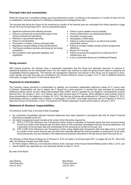 Condensed consolidated income statement - Rolls-Royce