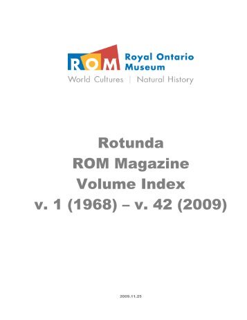 Rotunda-ROM-VolumeIndex - Royal Ontario Museum