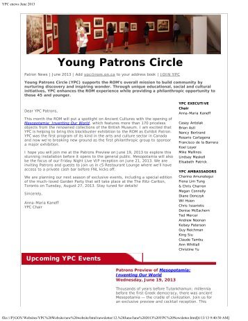 YPC enews June 2013 - Royal Ontario Museum