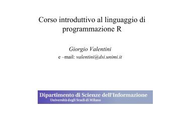 Tutte le slide del corso - UniversitÃ  degli Studi di Milano