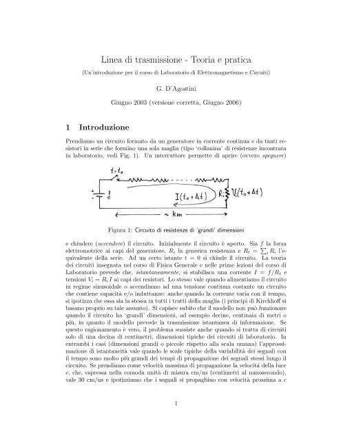 Linea di trasmissione - Teoria e pratica - INFN Sezione di Roma
