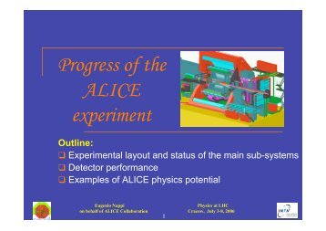 Progress of the ALICE experiment - INFN Sezione di Roma