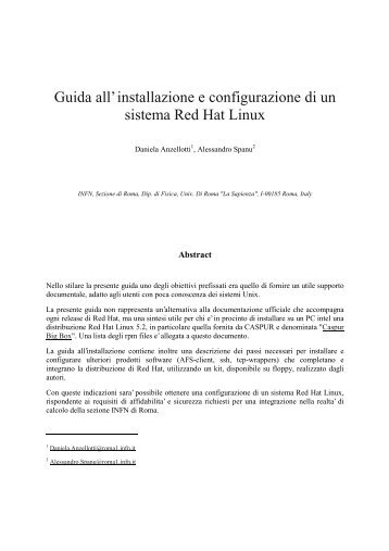 Red Hat 5.2 - INFN Sezione di Roma