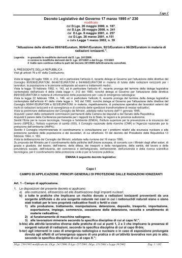 Decreto Legislativo del Governo 17 marzo 1995 nÂ° 230