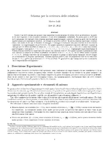 Schema per la scrittura delle relazioni - INFN Sezione di Roma