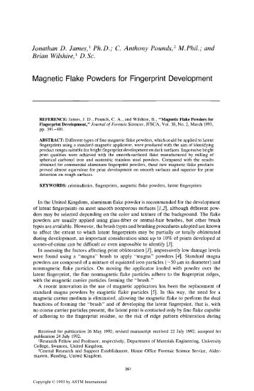 Magnetic Flake Powders for Fingerprint Development - Library