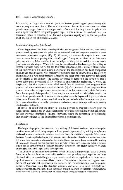 Magnetic Flake Powders for Fingerprint Development - Library