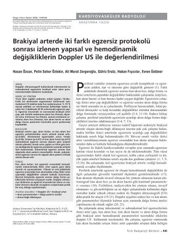 Brakiyal arterde iki farklÄ± egzersiz protokolÃ¼ sonrasÄ± izlenen yapÄ±sal ...