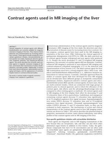 Contrast agents used in MR imaging of the liver - Diagnostic and ...