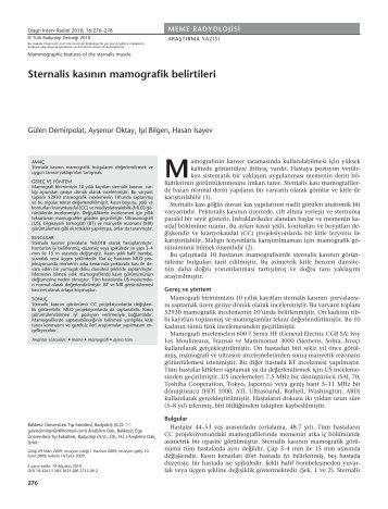 Sternalis kasÄ±nÄ±n mamografik belirtileri - Diagnostic and ...