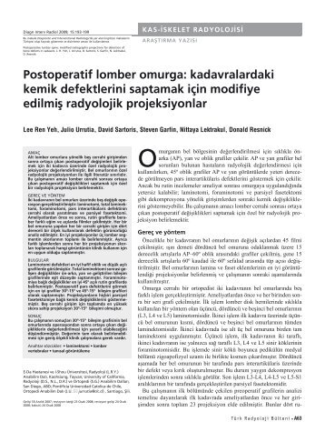 Postoperatif lomber omurga - Diagnostic and Interventional Radiology