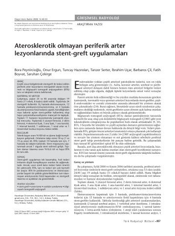 Aterosklerotik olmayan periferik arter lezyonlarÄ±nda stent-greft ...