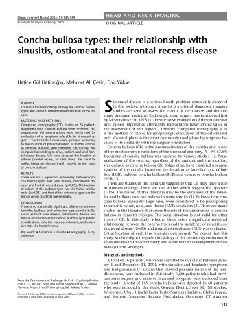 Concha bullosa types - Diagnostic and Interventional Radiology