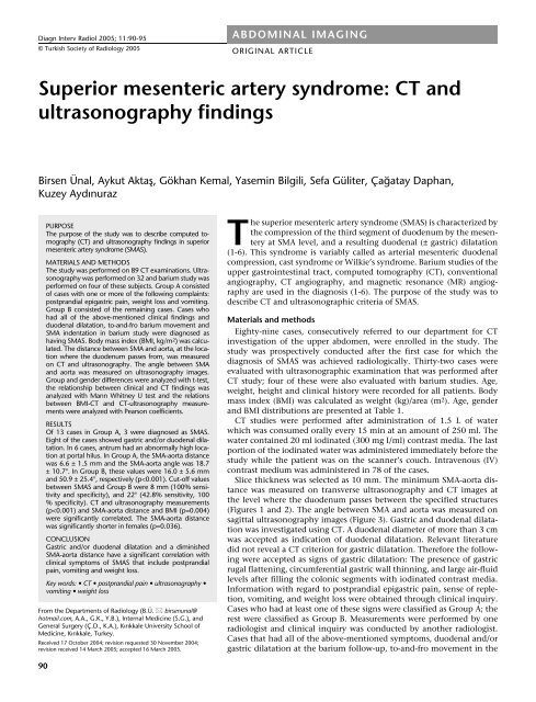 Superior Mesenteric Artery Syndrome Diagnostic And Interventional Superior Mesenteric Artery Syndrome Diagnostic And Interventional