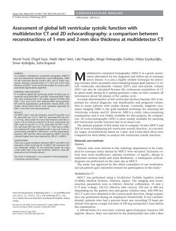 Assessment of global left ventricular systolic function with ...