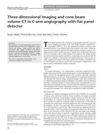 Three-dimensional imaging and cone beam volume CT in C-arm ...